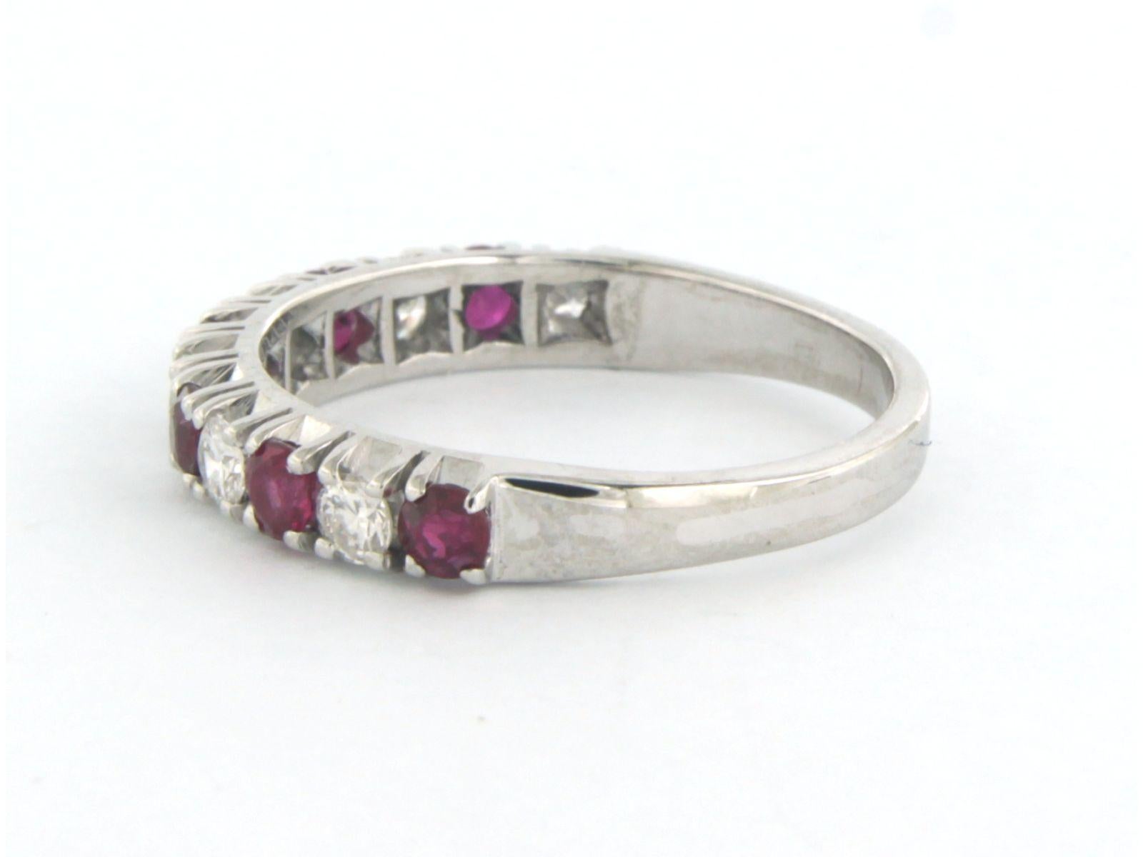 Modern Ring with Ruby and diamonds 14k white gold For Sale