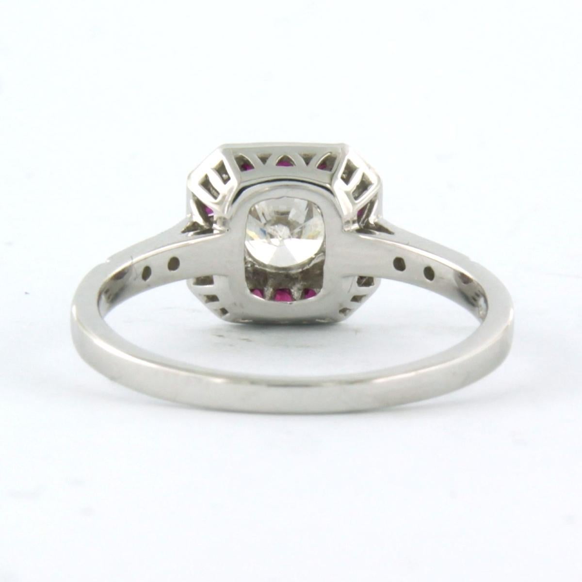 Ring with ruby and diamonds 14k white gold  In New Condition For Sale In The Hague, ZH