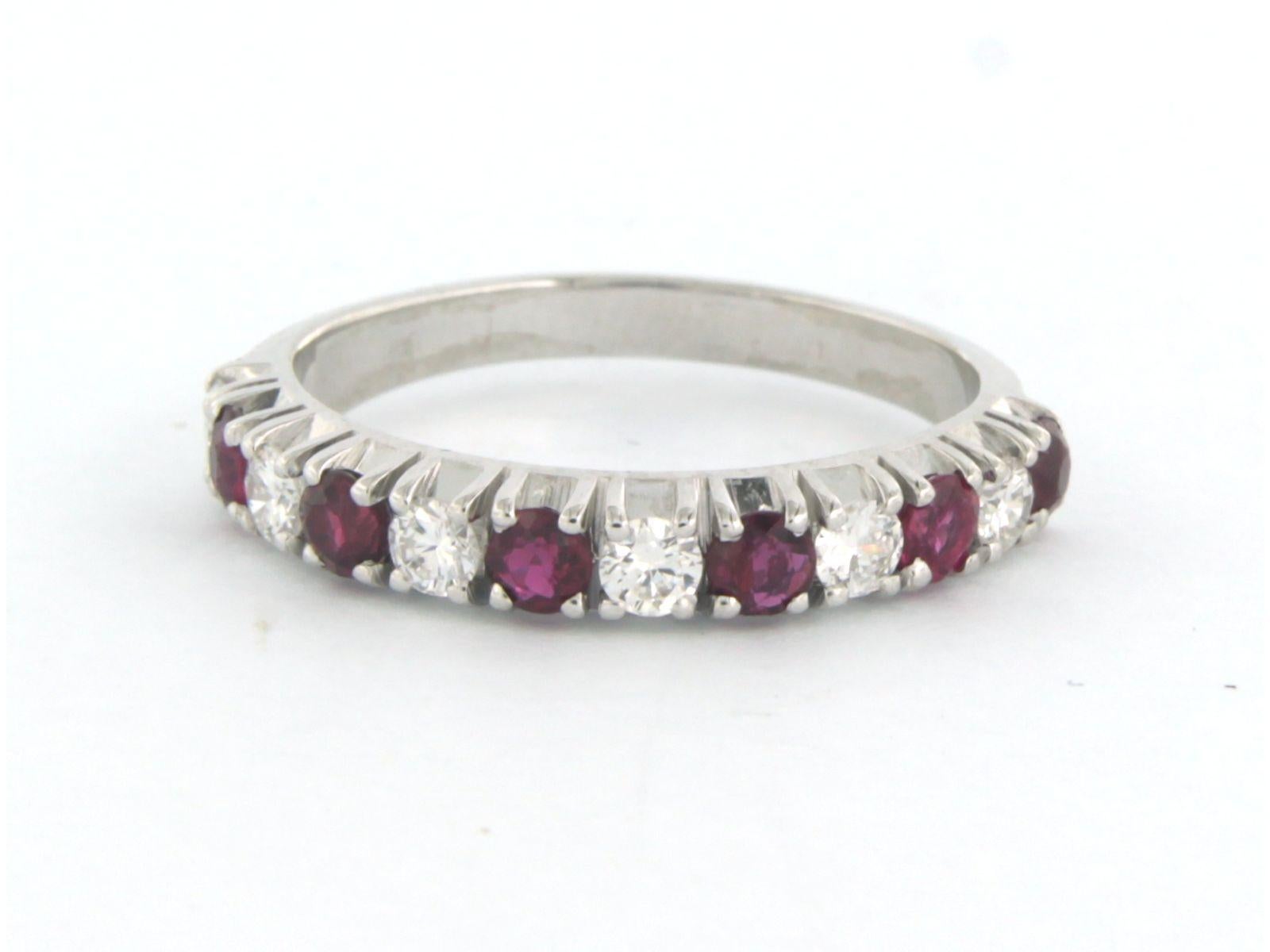 Women's Ring with Ruby and diamonds 14k white gold For Sale