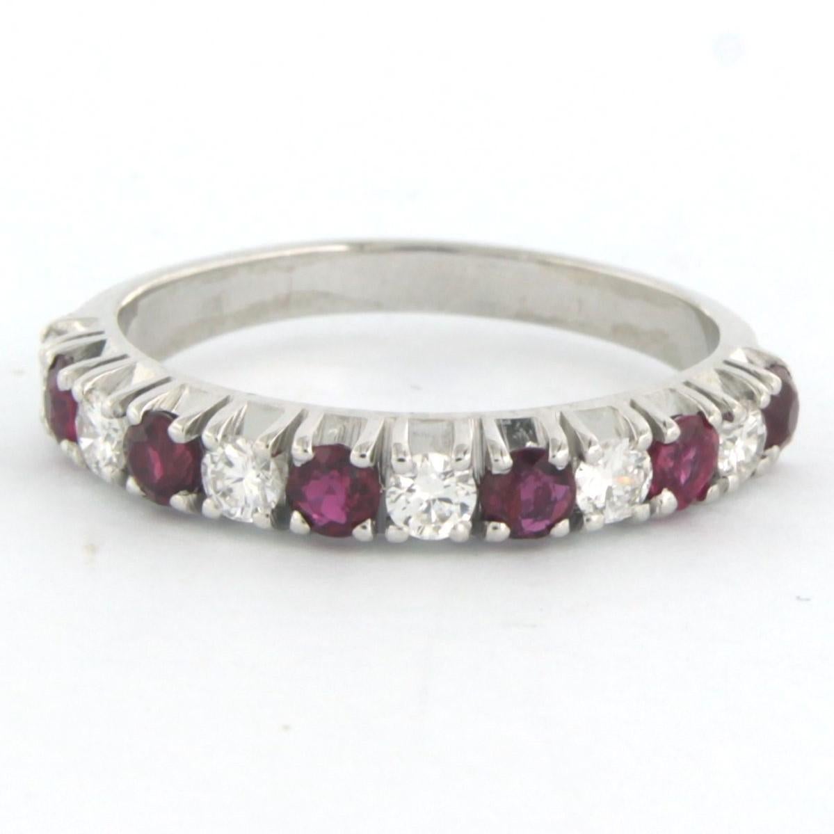 Ring with Ruby and diamonds 14k white gold For Sale 1