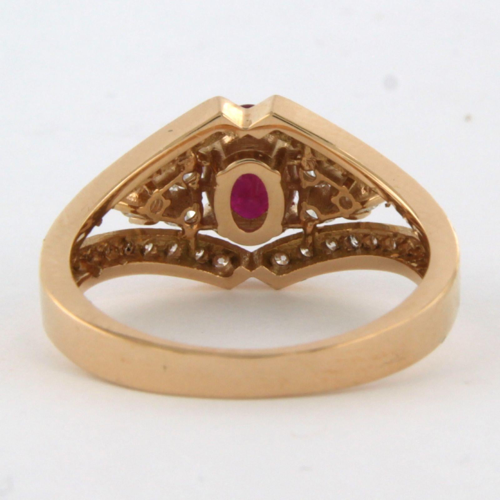 Women's Ring with Ruby and diamonds 18k pink gold For Sale