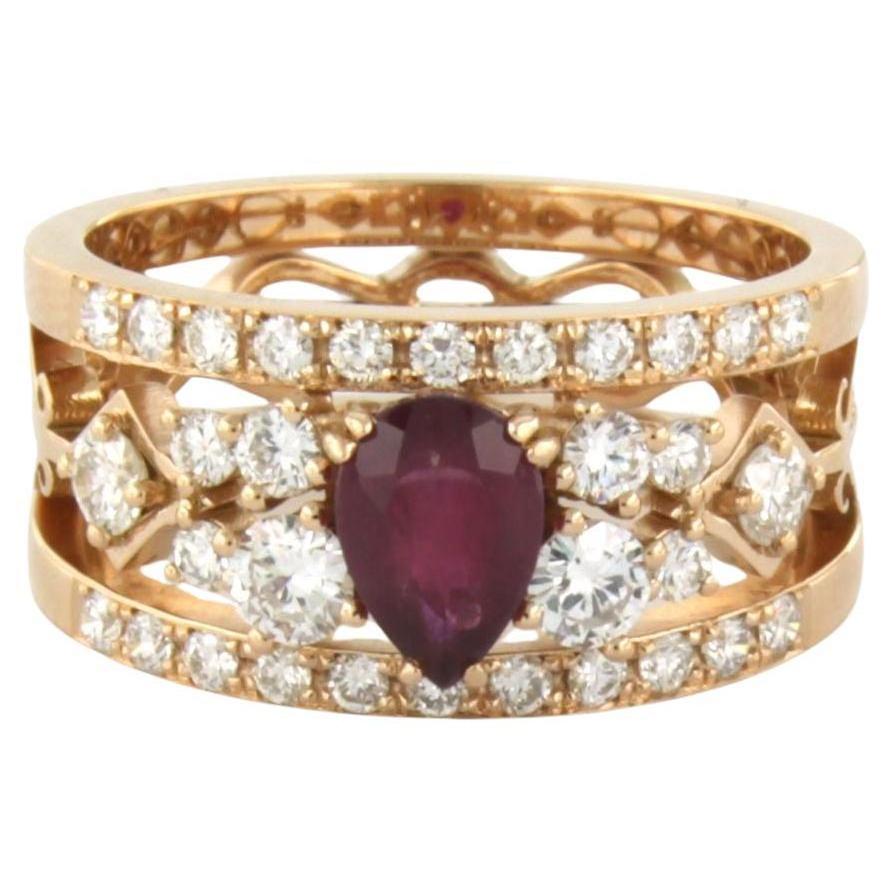 Ring with Ruby and diamonds 18k pink gold