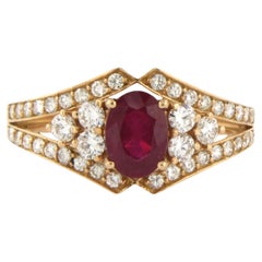 Ring with Ruby and diamonds 18k pink gold