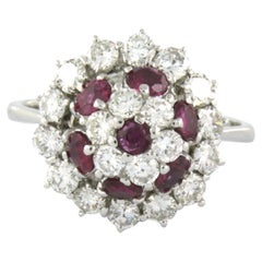 Ring with ruby and diamonds 18k white gold