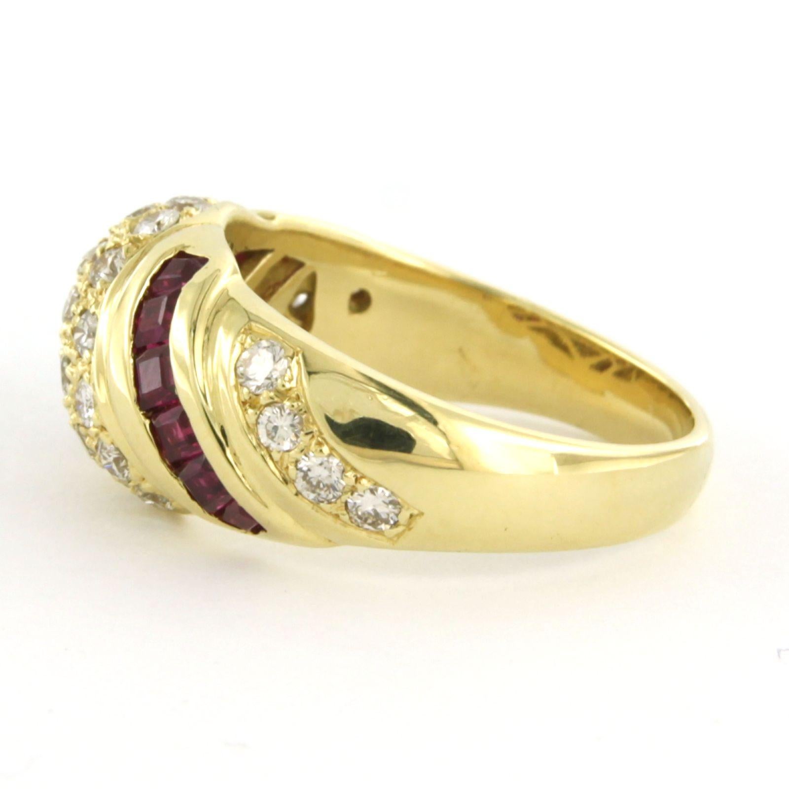 Ring with ruby and diamonds 18k yellow gold In Good Condition For Sale In The Hague, ZH