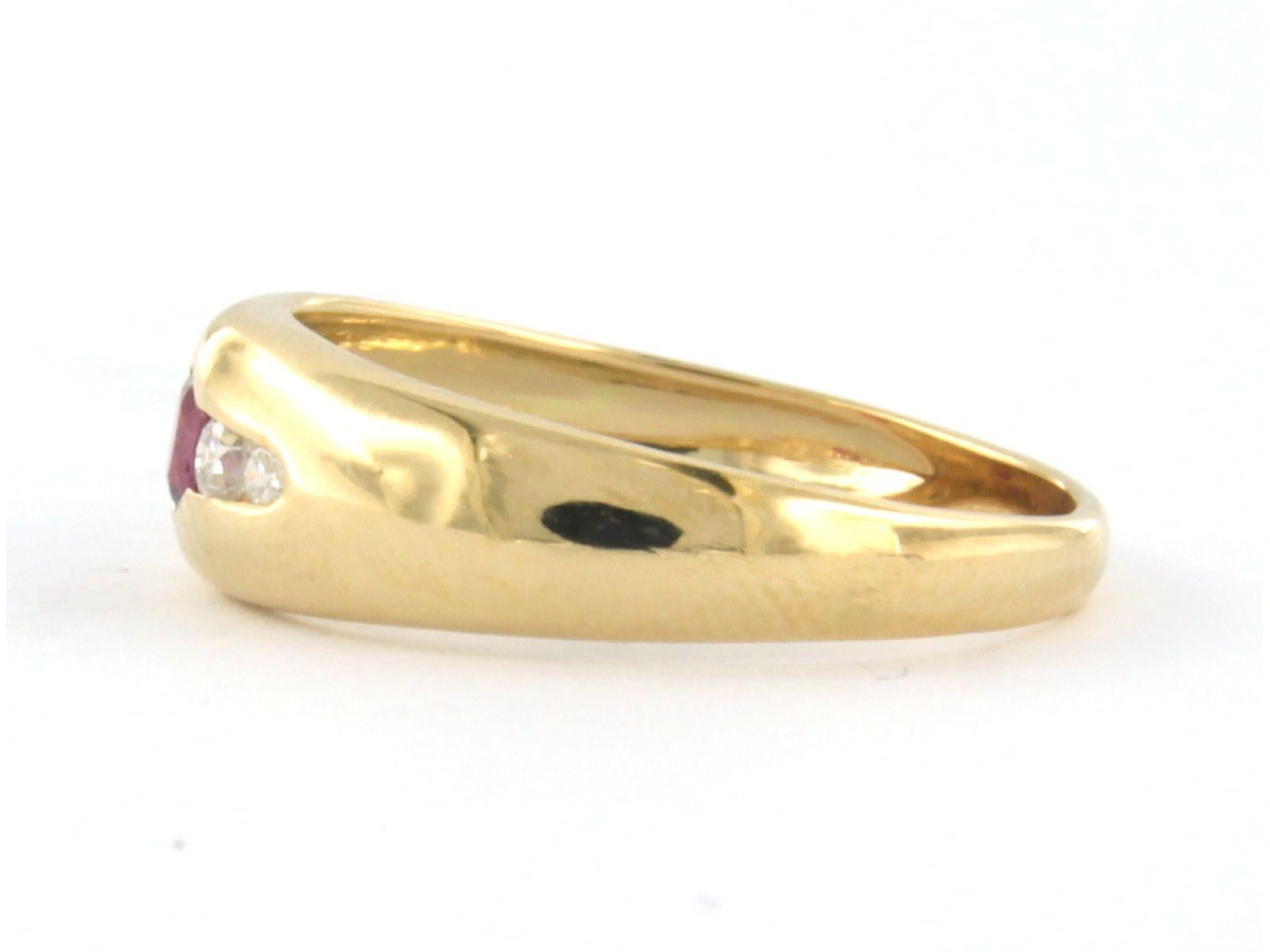Women's Ring with Ruby and diamonds 18k yellow gold