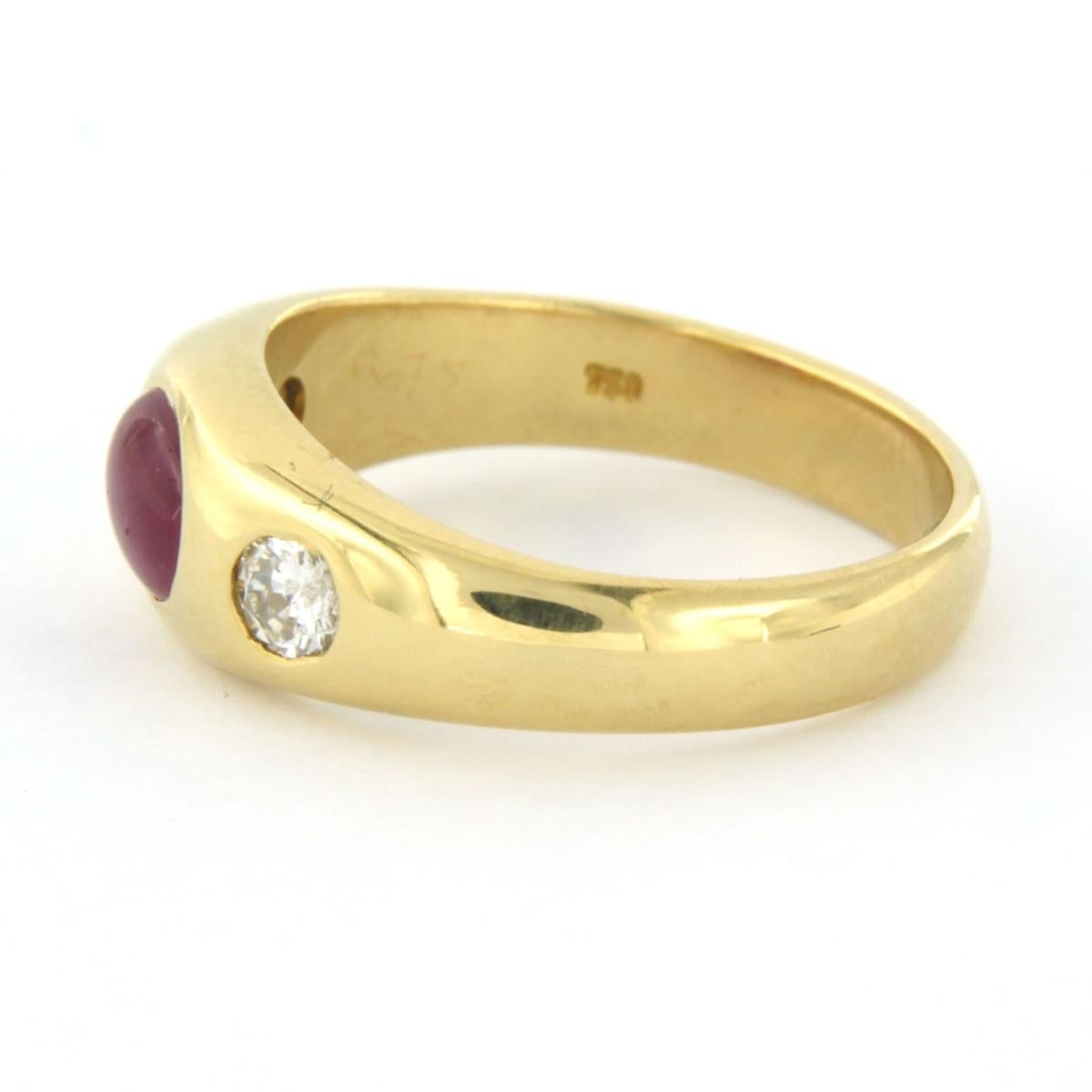 Women's Ring with ruby and diamonds 18k yellow gold For Sale