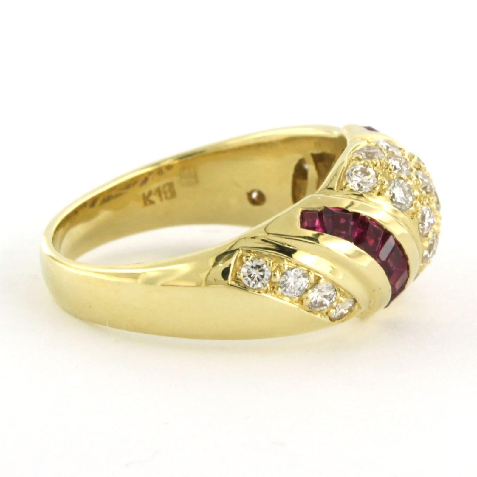 Ring with ruby and diamonds 18k yellow gold For Sale 1
