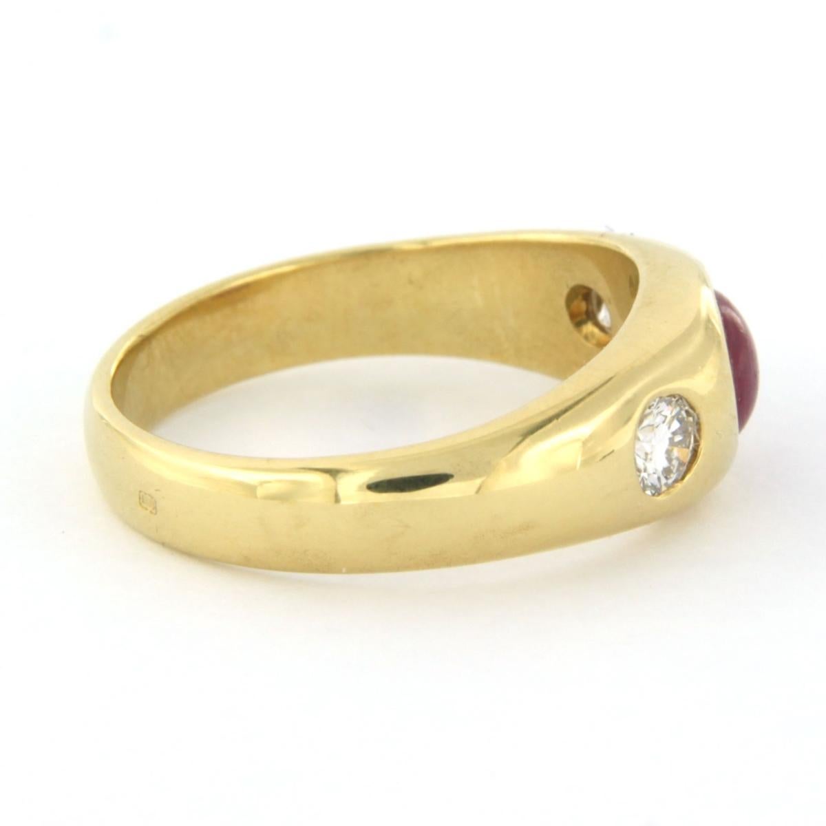 Ring with ruby and diamonds 18k yellow gold For Sale 1