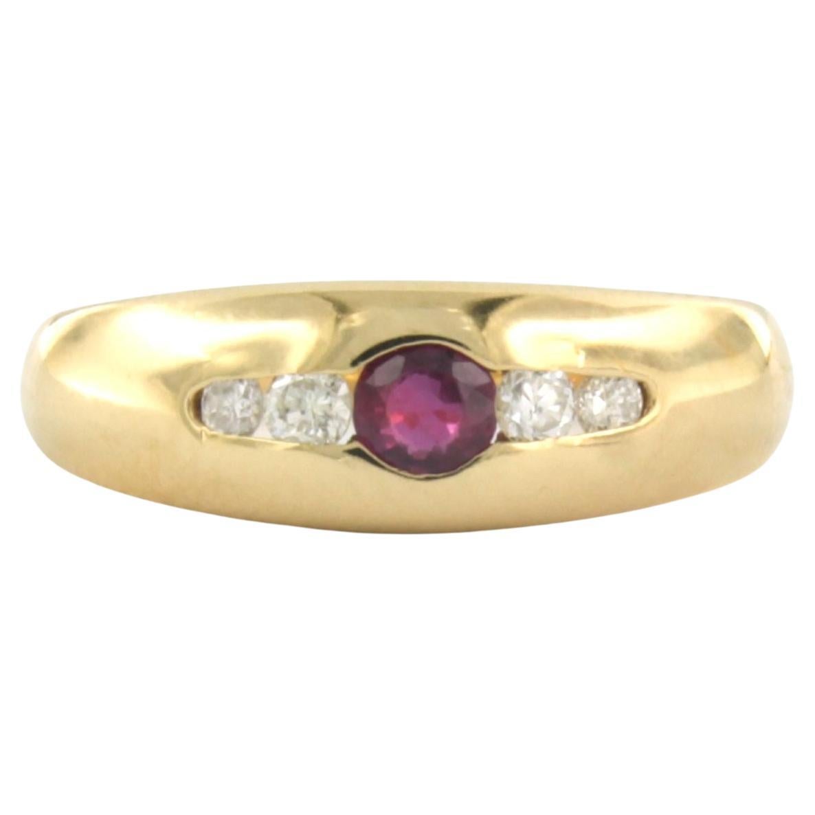 Ring with Ruby and diamonds 18k yellow gold