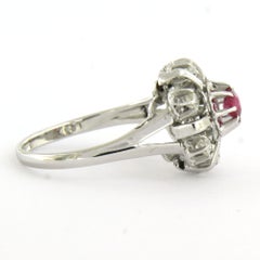 Ring with ruby and old mine cut diamonds up to 0.30ct 18k gold