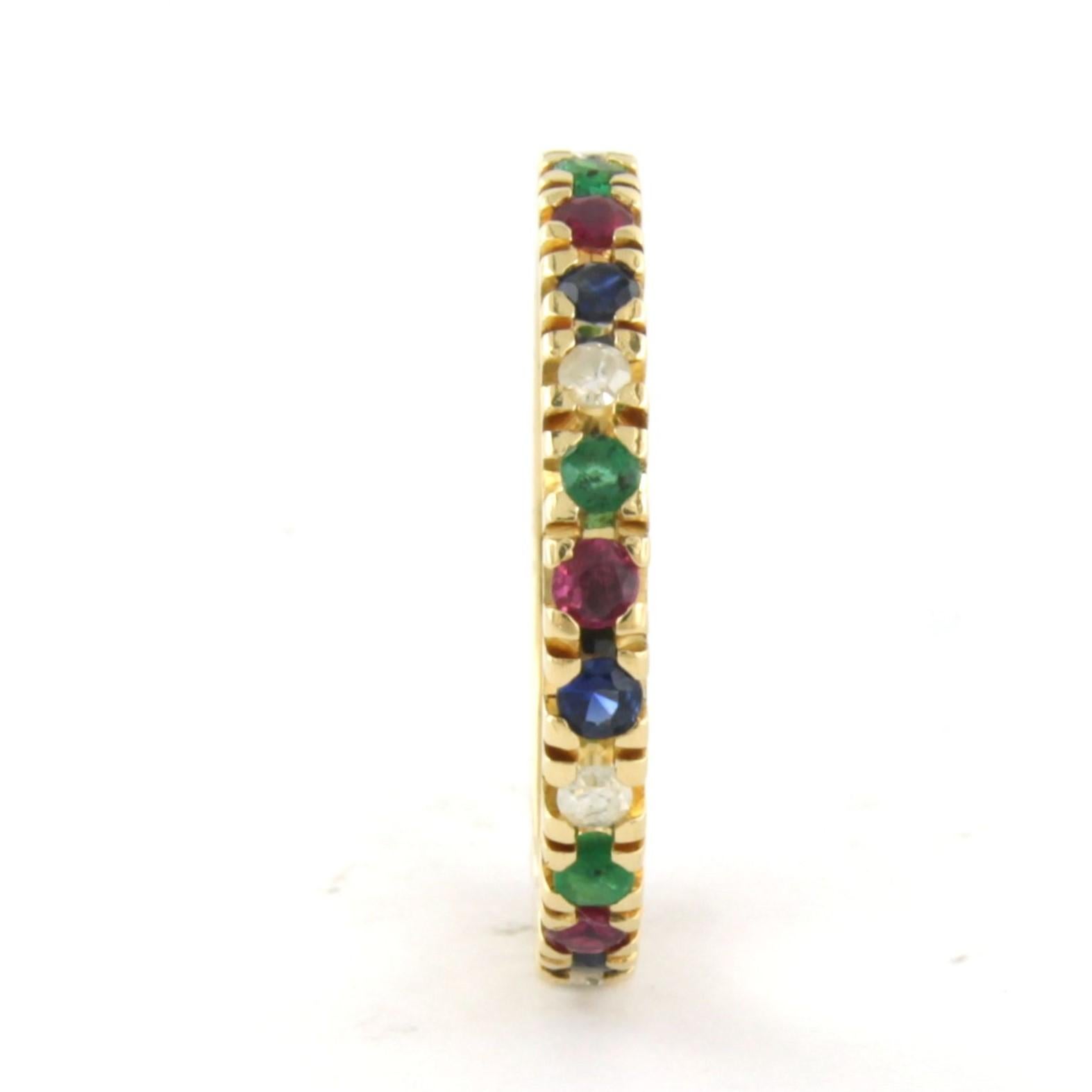 Ring with Ruby, Sapphire, Emerald and diamond 18k yellow gold In Good Condition In The Hague, ZH