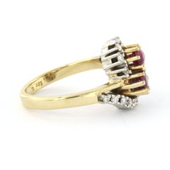 Ring with ruby up to 1.00ct and brillaint cut diamonds up to 0.30ct 14k gold