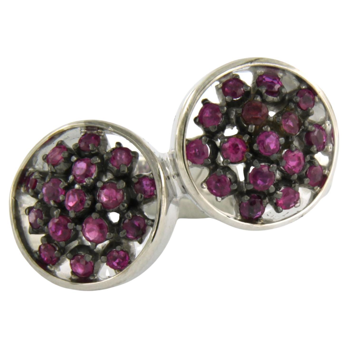 Ring with ruby up to 1.75ct 14k white gold
