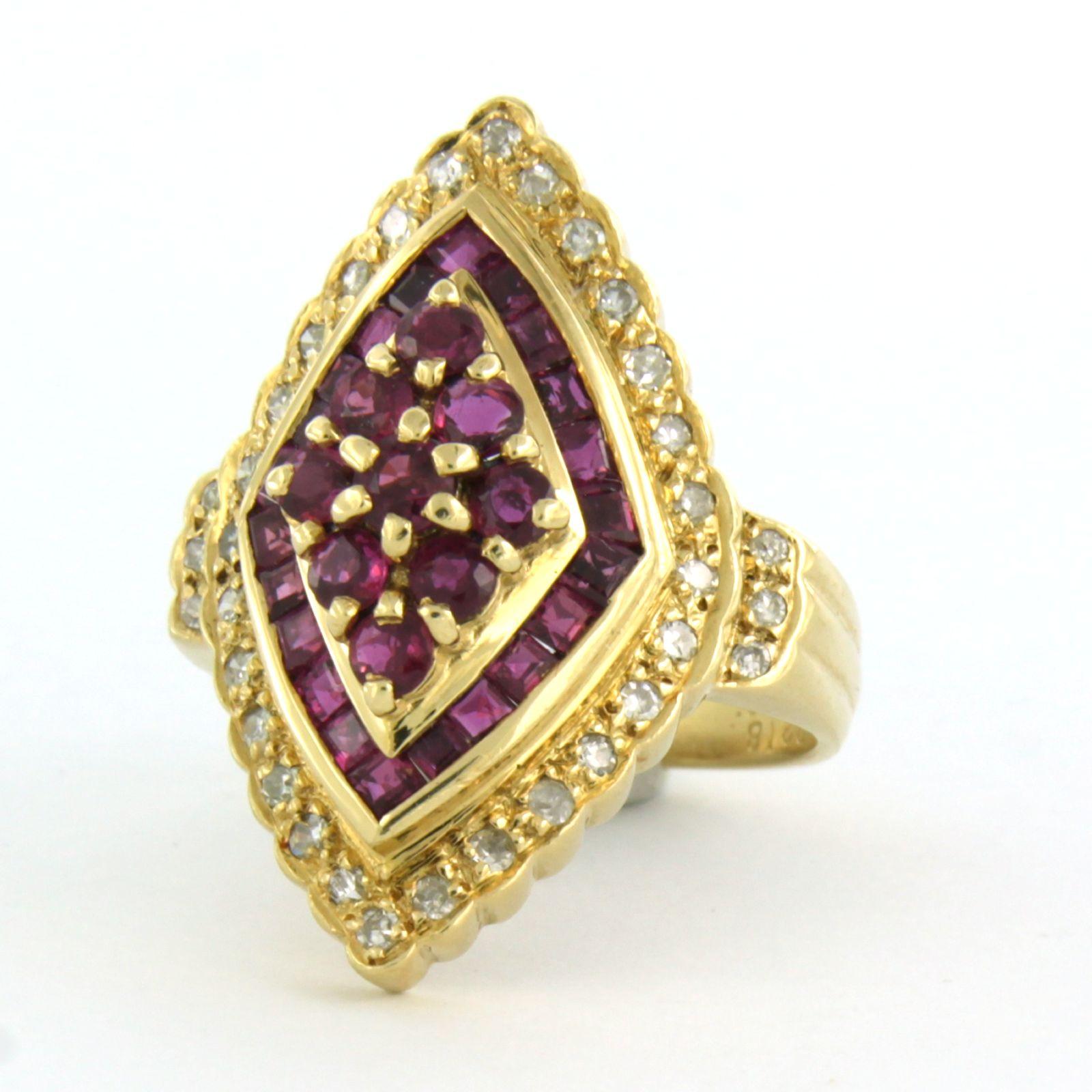 Single Cut Ring with Ruby up to 2.18ct and single cut diamonds up to 0.32ct 18k yellow gold For Sale