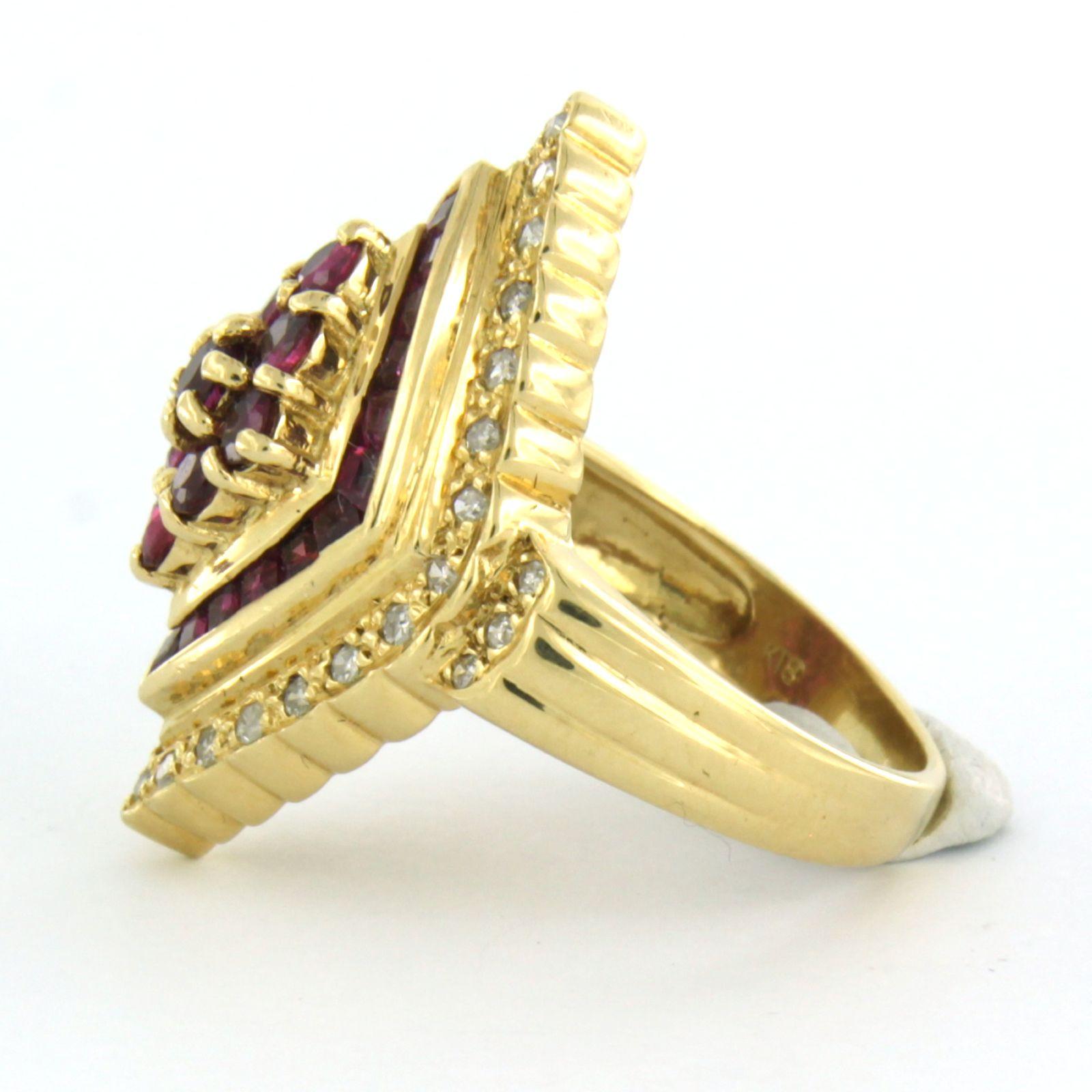 Ring mit Rubin bis zu 2,18 Karat und Diamanten im Einzelschliff bis zu 0,32 Karat 18k Gelbgold 1