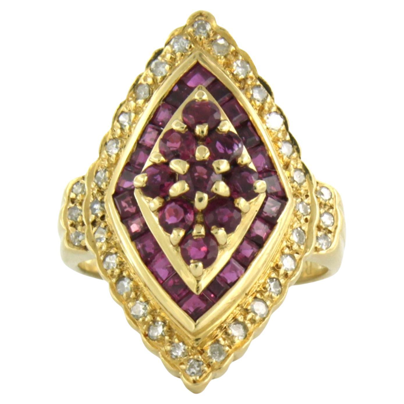Ring with Ruby up to 2.18ct and single cut diamonds up to 0.32ct 18k yellow gold For Sale