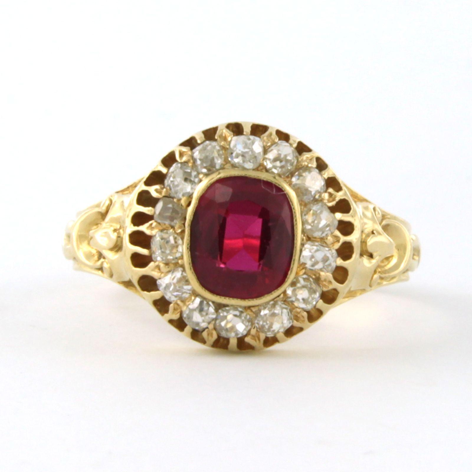 Ring with Ruby verneuille and diamonds 18k yellow gold  For Sale 1