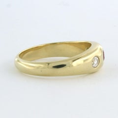 Ring with ruby verneuille and old mine cut diamonds up to 0.30ct 14k gold