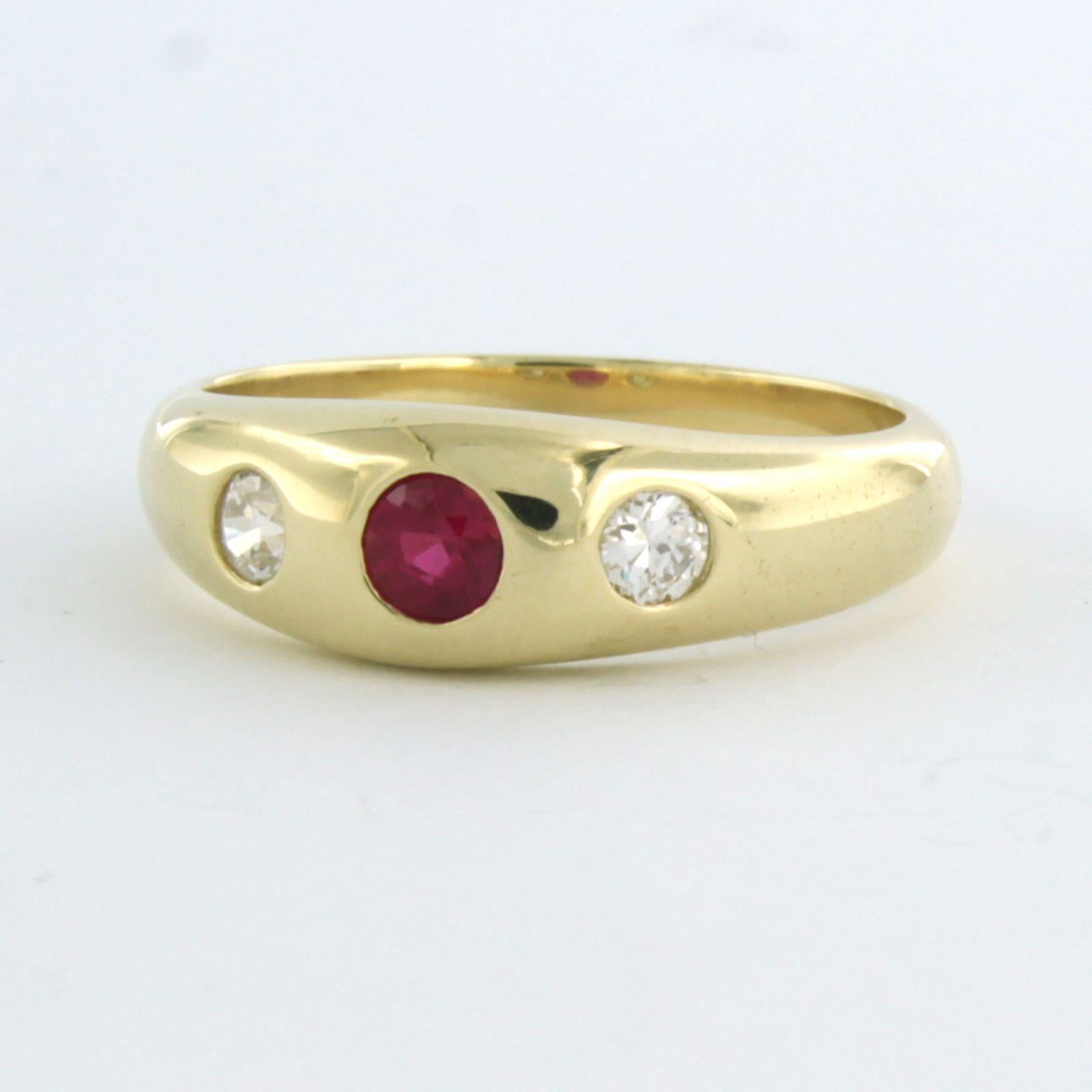 Bague avec rubis verneuille et diamants taille ancienne jusqu'à 0,30ct or 14k Excellent état - En vente à The Hague, ZH