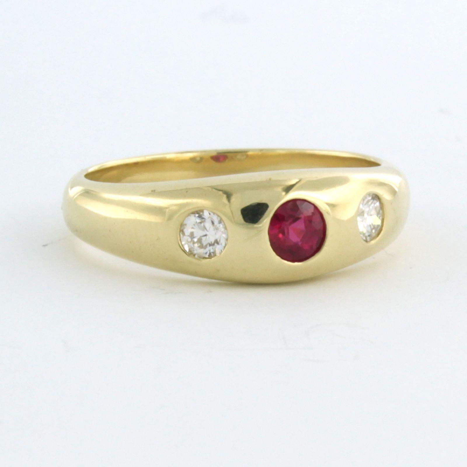 Bague avec rubis verneuille et diamants taille ancienne jusqu'à 0,30ct or 14k Pour femmes en vente