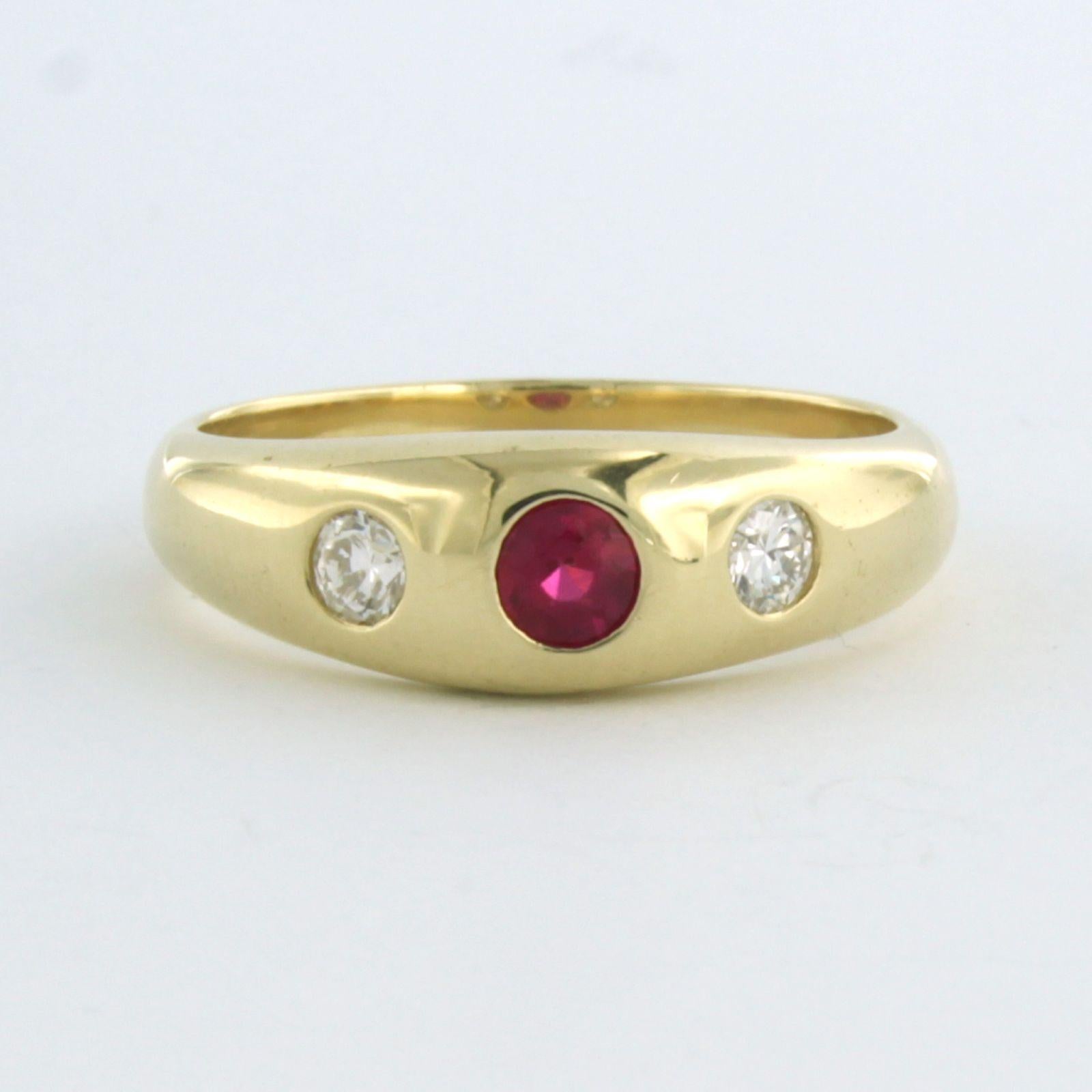 Bague avec rubis verneuille et diamants taille ancienne jusqu'à 0,30ct or 14k en vente 1