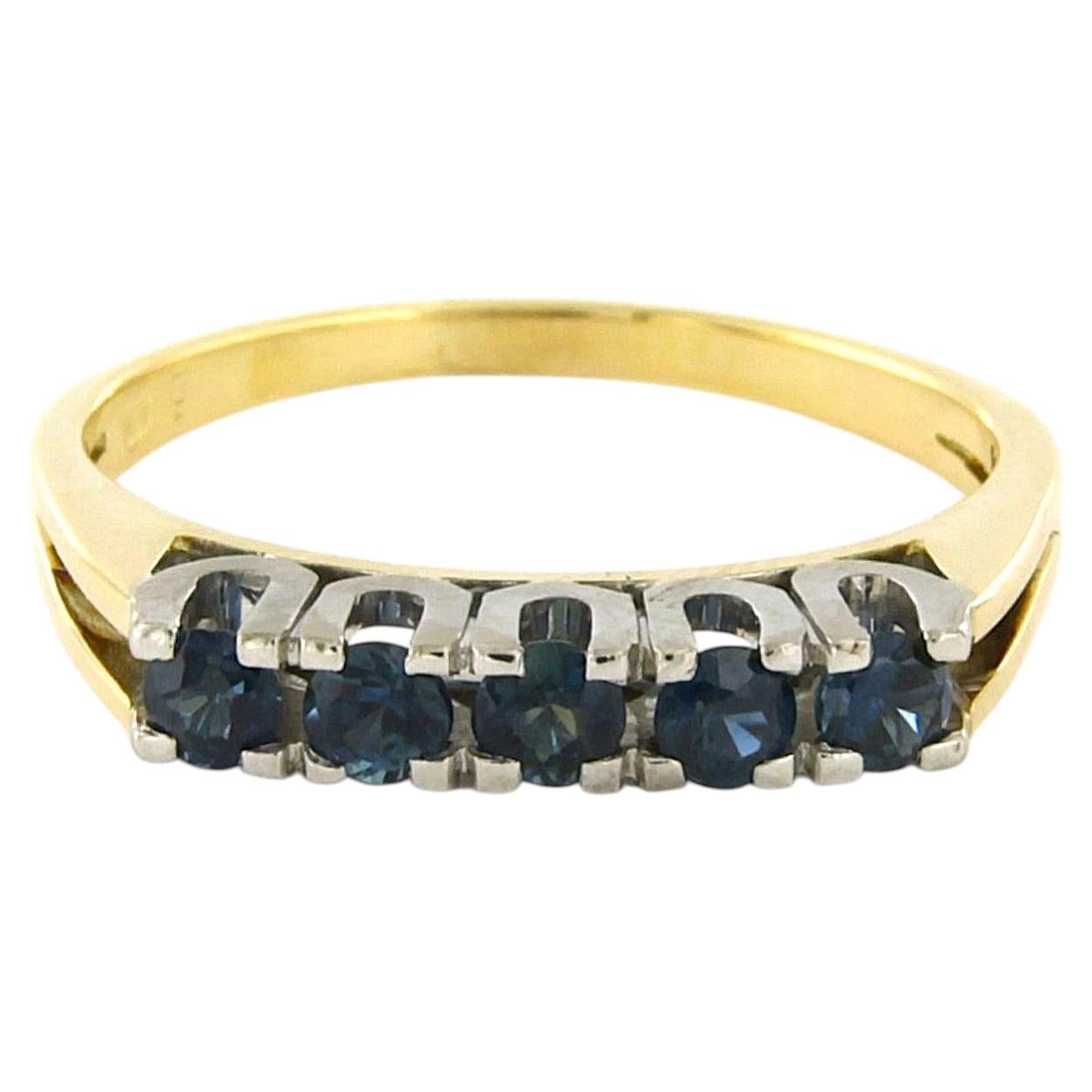 Ring mit Saphir 14k zweifarbiges Gold 3,6 Gramm