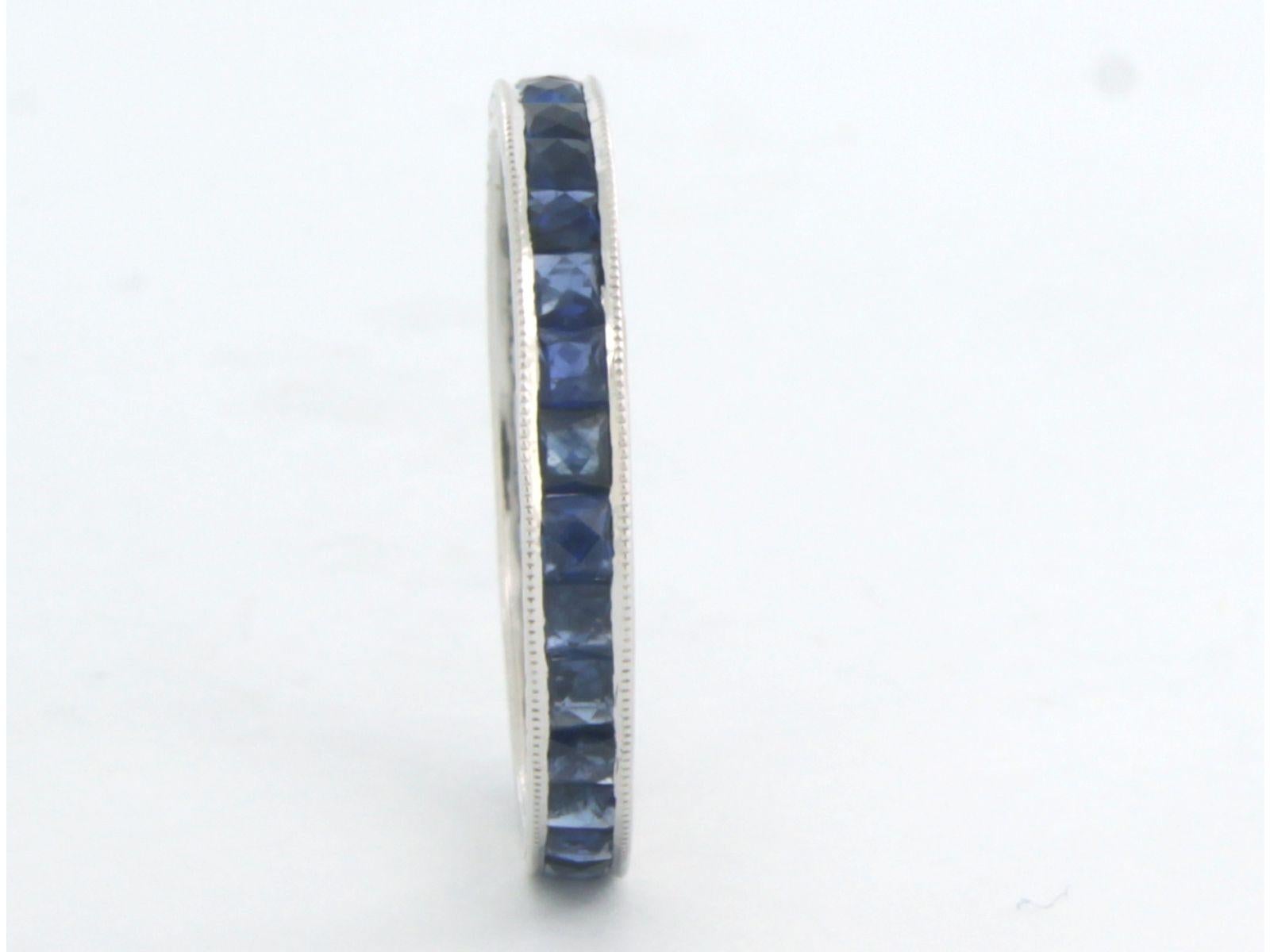 French Cut Ring with Sapphire 14k white gold 