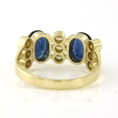 Ring with sapphire 2.00ct and brilliant cut diamond 0.50ct 3.5 gram 14k gold