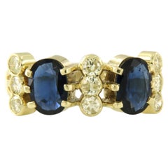 Ring with sapphire 2.00ct and brilliant cut diamond 0.50ct 3.5 gram 14k gold