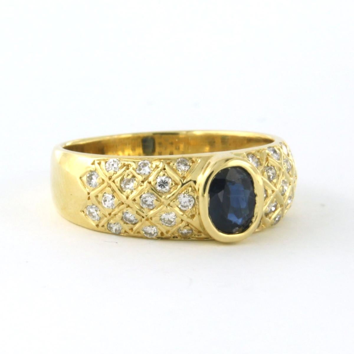 De las mujeres Anillo con zafiro y diamante talla brillante hasta 0,45ct Oro de 14k 4,8 gramos en venta