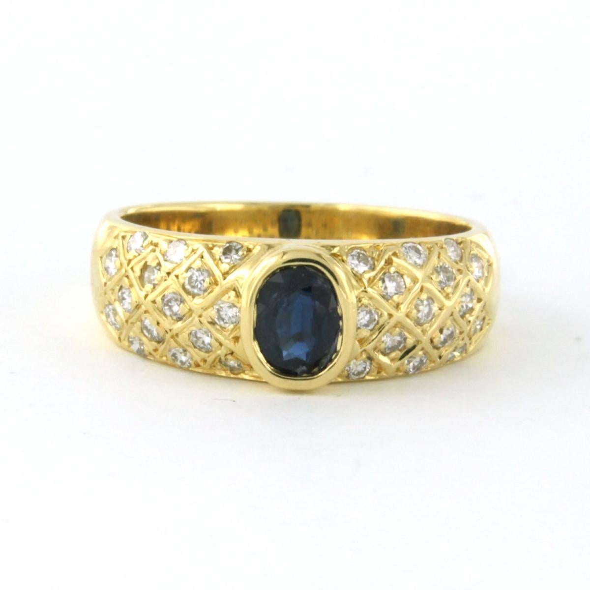 Anillo con zafiro y diamante talla brillante hasta 0,45ct Oro de 14k 4,8 gramos en venta 1