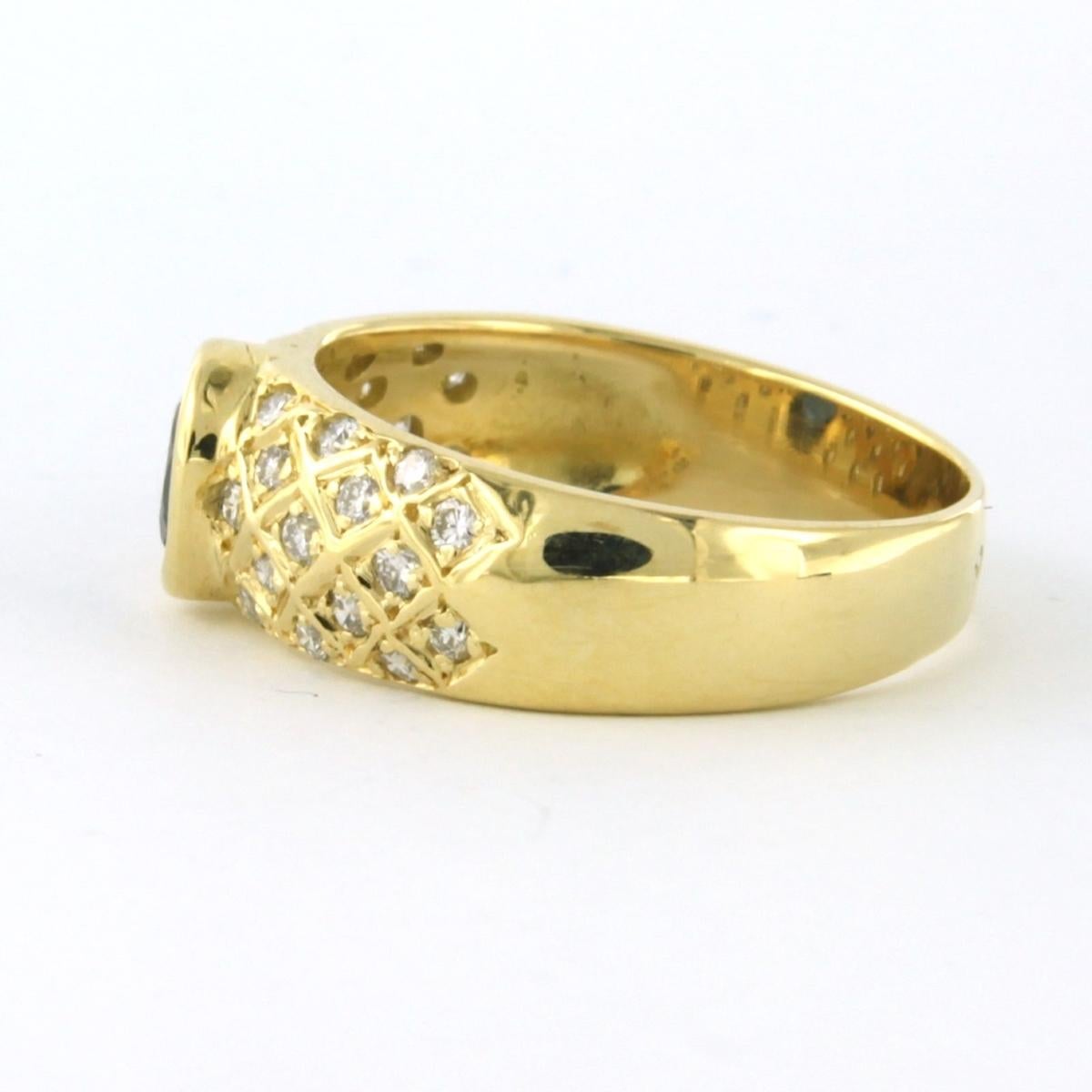 Women's Ring with sapphire and brilliant cut diamond up to 0.45ct 14k yellow gold For Sale