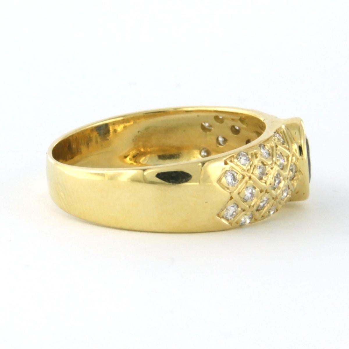 Ring with sapphire and brilliant cut diamond up to 0.45ct 14k yellow gold For Sale 1