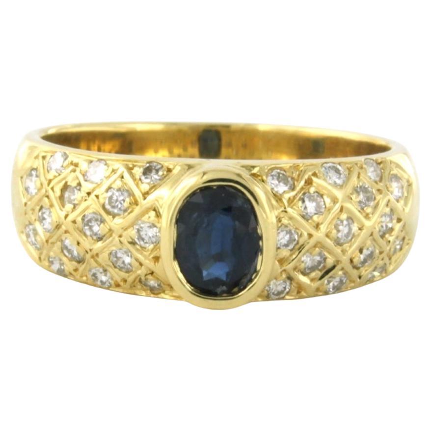 Ring with sapphire and brilliant cut diamond up to 0.45ct 14k yellow gold