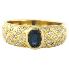 Anillo con zafiro y diamante talla brillante hasta 0,45ct Oro amarillo de 14k