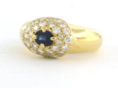 Ring with sapphire and brilliant cut diamond up to 0.78ct 18kt gold - 6.6 grams