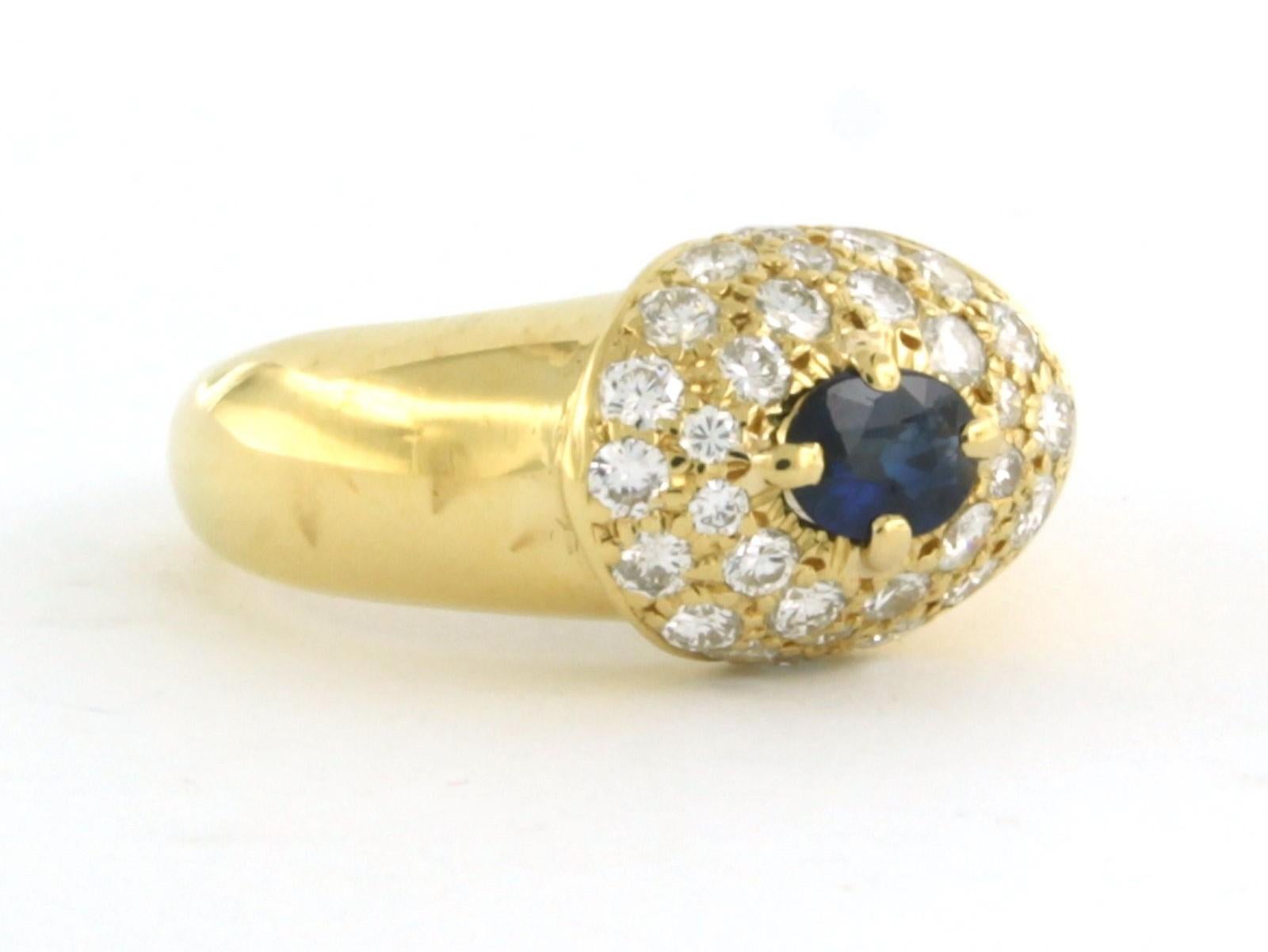 Ring mit Saphir und Diamant im Brillantschliff bis zu 0,78 Karat 18kt Gold - 6,6 Gramm im Angebot 1