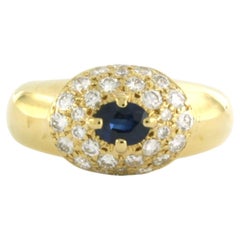 Ring with sapphire and brilliant cut diamond up to 0.78ct 18kt gold - 6.6 grams