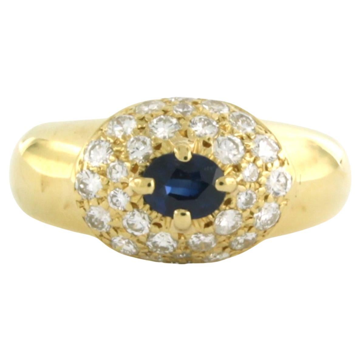 Ring with sapphire and brilliant cut diamond up to 0.78ct 18kt yellow gold