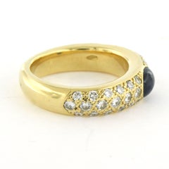 Ring with sapphire and brilliant cut diamond up to 1.20ct 18kt gold - 10.0 grams