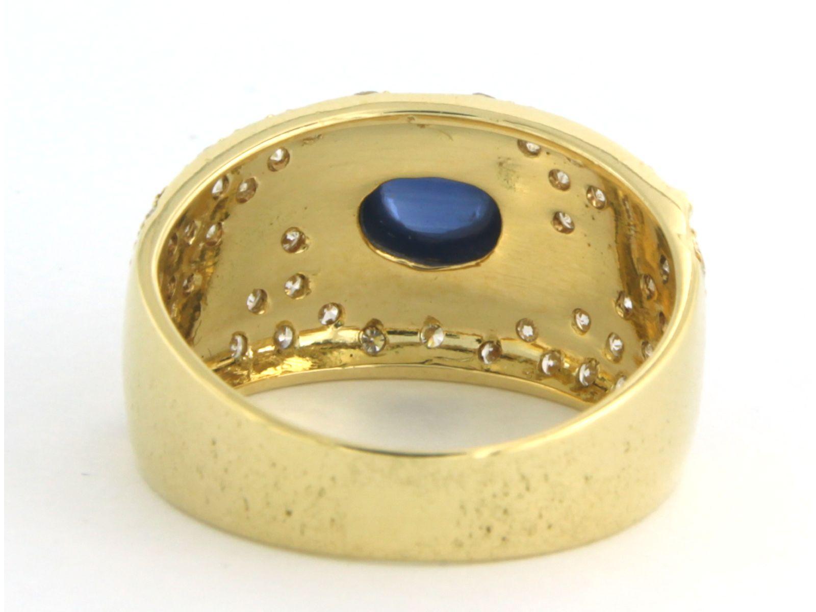 Bague avec saphir et diamants taille brillant 1,00ct Or jaune 18k Pour femmes en vente