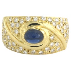 Ring mit Saphiren und Diamanten im Brillantschliff 1,00 Karat 18k Gelbgold