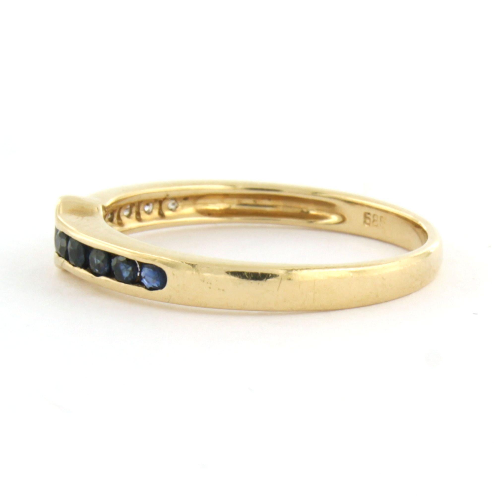 Taglio brillante Anello con zaffiro e diamanti taglio brillante fino a 0,10 ct. in oro 14k 1,9 grammi in vendita