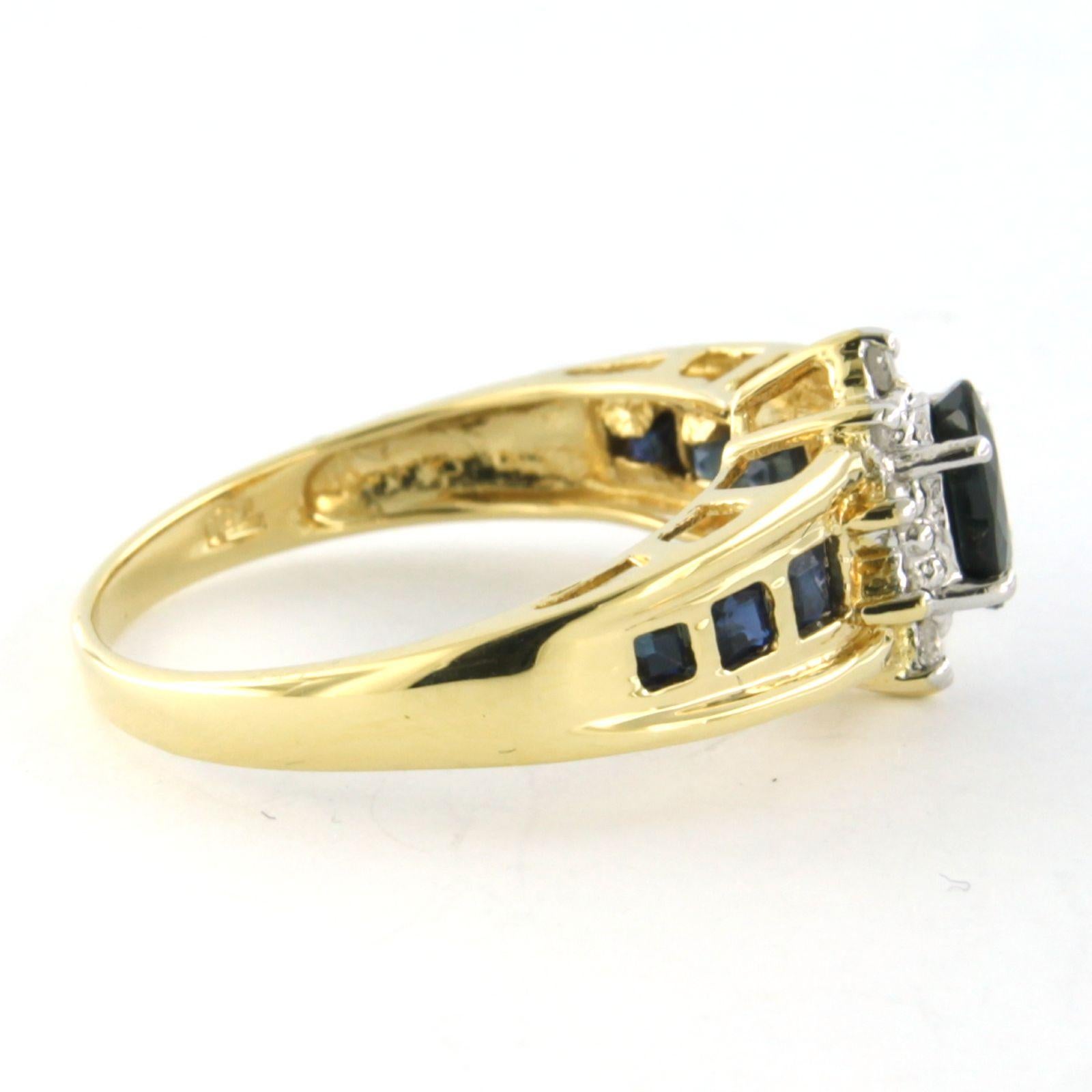 Modern Ring with sapphire and brilliant cut diamonds up to 0.12ct 18k bicolour gold
