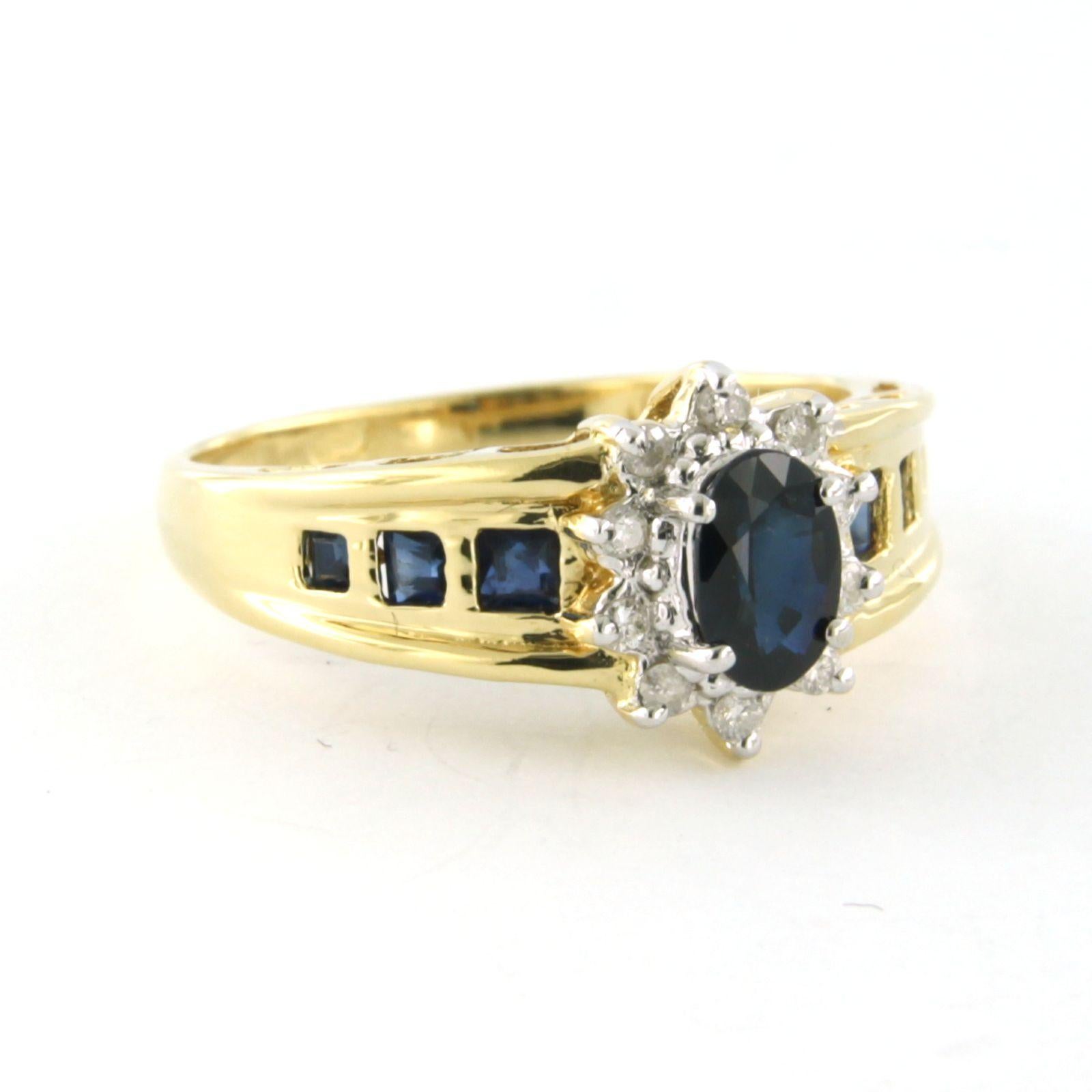 Ring with sapphire and brilliant cut diamonds up to 0.12ct 18k bicolour gold 1