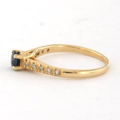 Ring with sapphire and brilliant cut diamonds up to 0.16ct 18k gold 2.7 grams