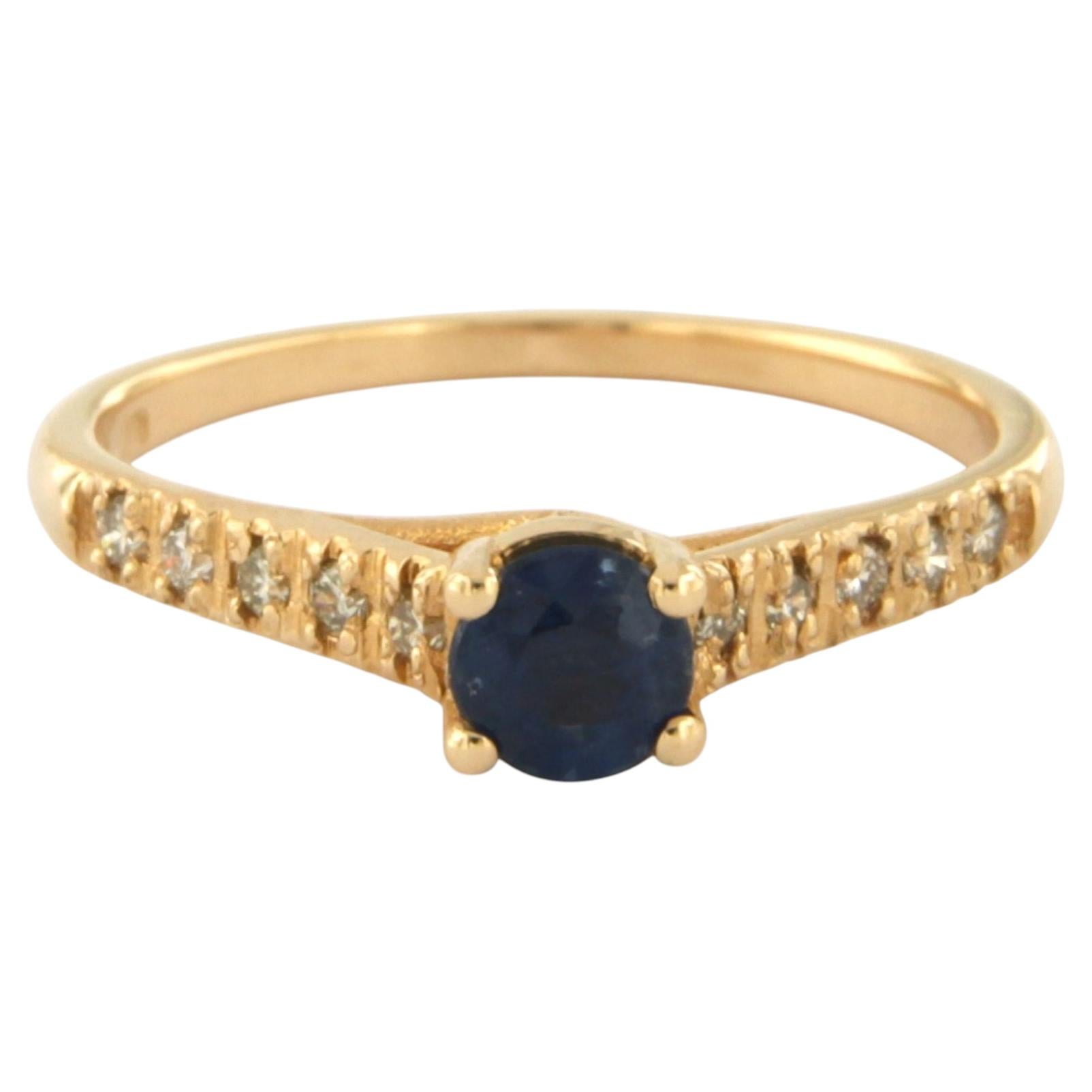 Ring mit Saphir und Diamanten im Brillantschliff bis zu 0,16 Karat, 18 Karat Gold, 2,7 Gramm