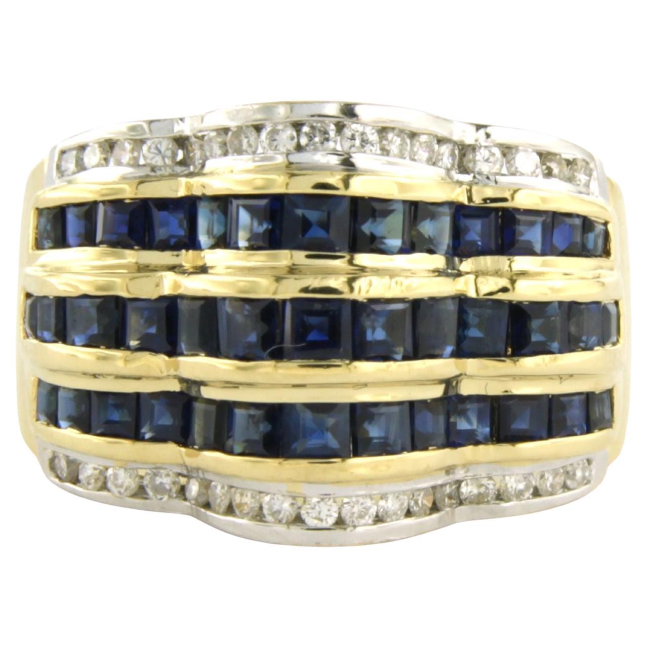 Bague avec saphir et diamants taille brillant jusqu
à 0,20ct Or 18k 10,2 grammes