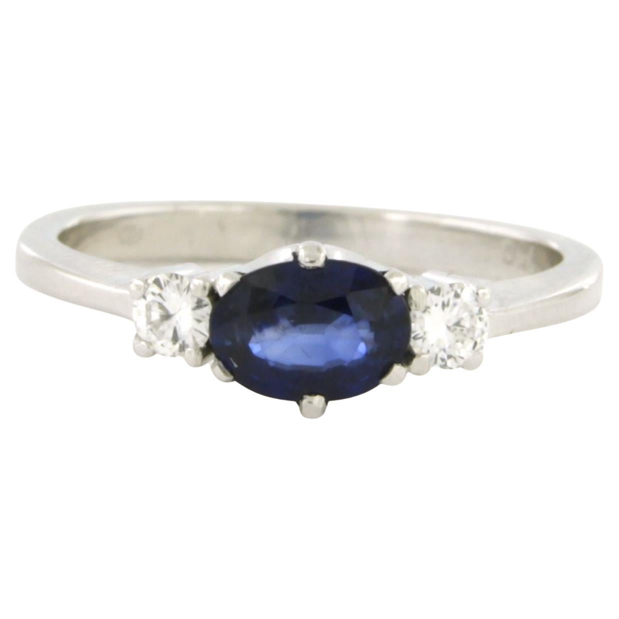 Bague avec saphir et diamants taille brillant jusqu'à 0,20ct Or 18k 3,8 grammes